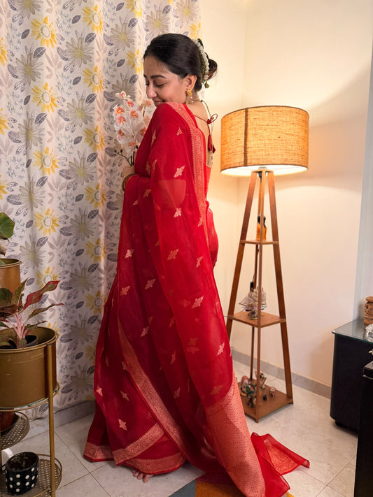 Kora Organza Ruby Red Color