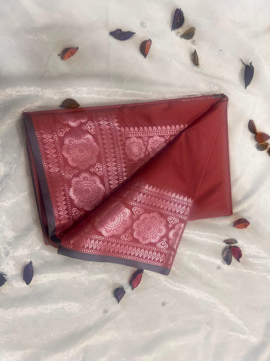 Soft plain mango silk