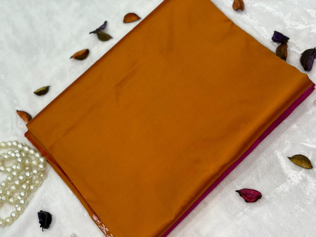 Soft plain mango silk