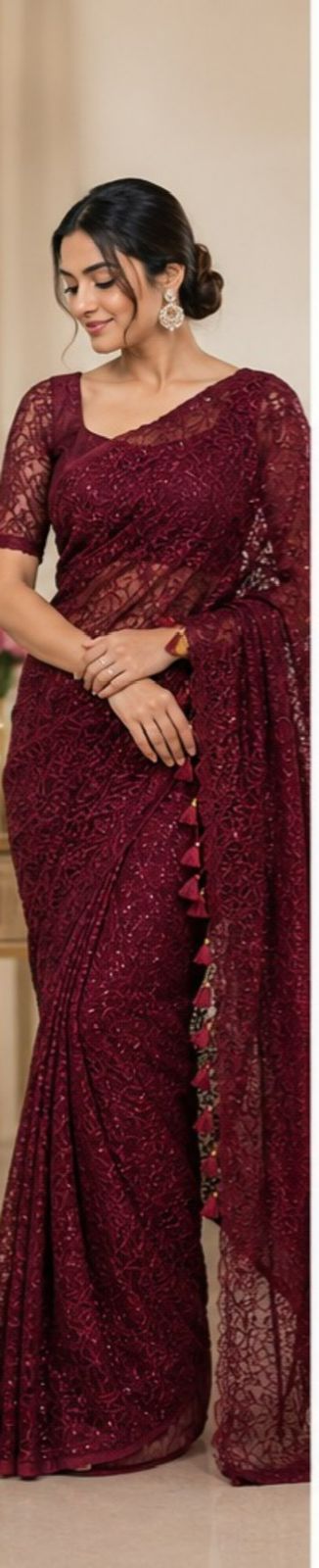 Shimmery Net Georgette Saree