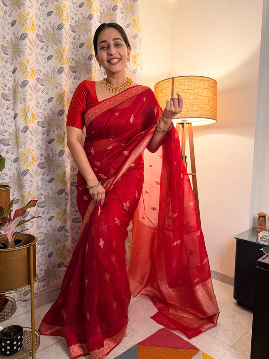 Kora Organza Ruby Red Color