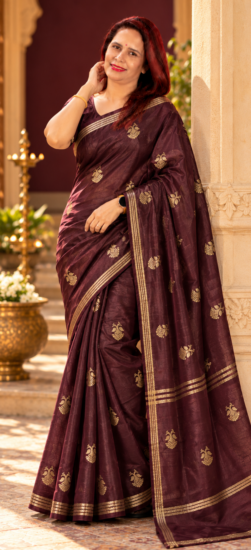 Coffee Color Gajji Silk