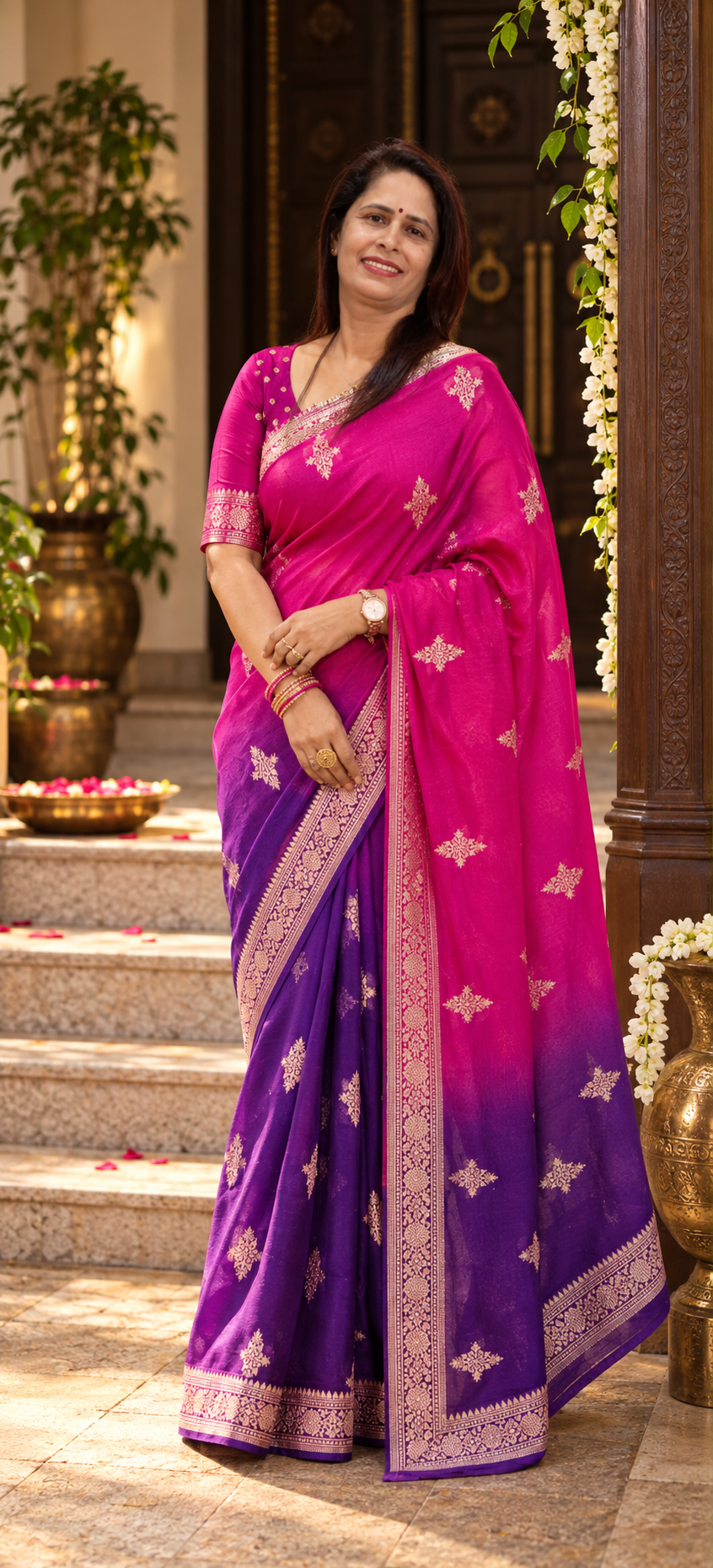 Kora Organza Multi Color Saree
