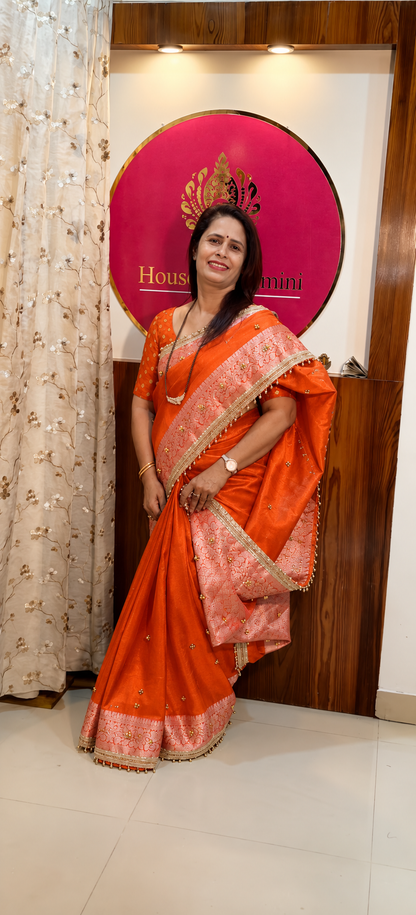 Orange Ghungroo Saree