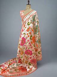 Orange pure Paithani tussar georgette saree