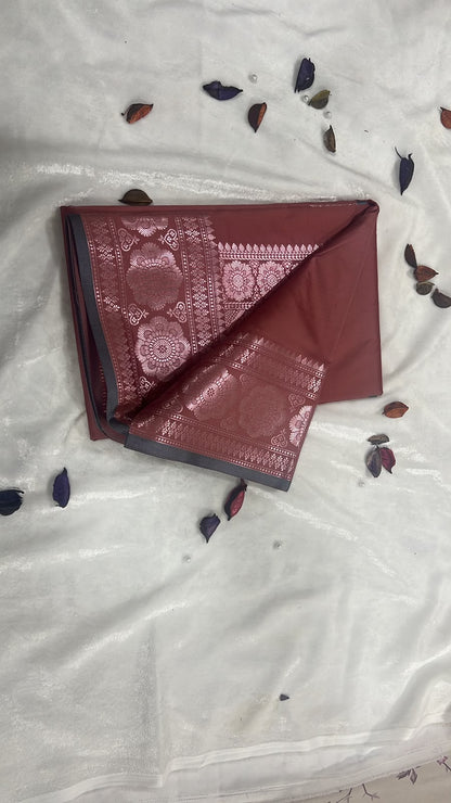 Soft plain mango silk