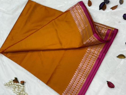 Soft plain mango silk