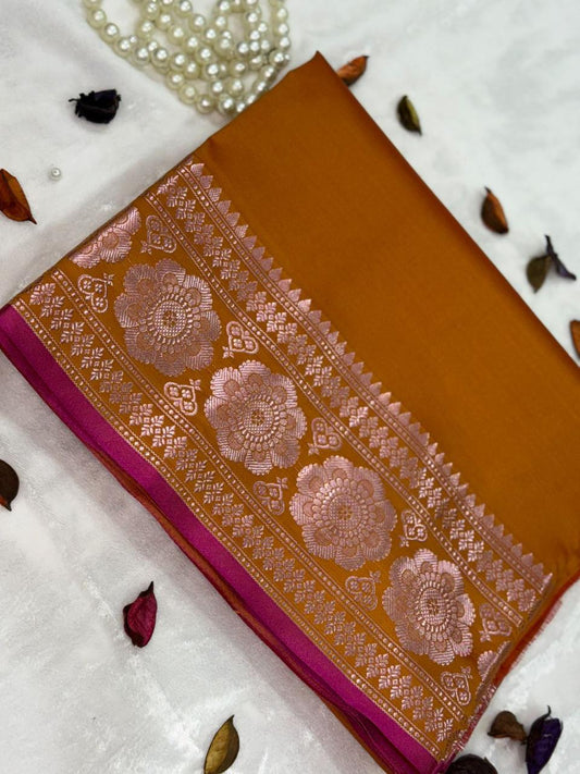 Soft plain mango silk