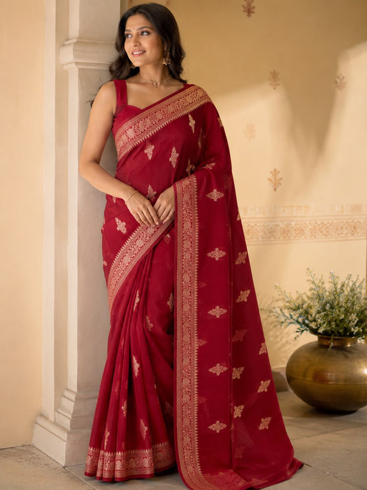 Kora Organza Ruby Red Color