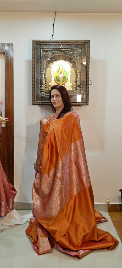Soft plain mango silk