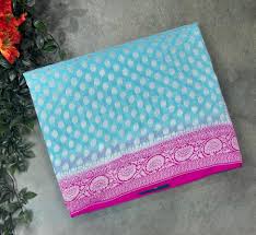 Sky blue n pastel pink banarasi Pure Georgette Saree
